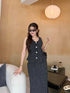 Classy Button Down Peplum Tops With A-Line Skirts Sets